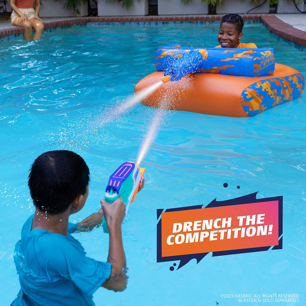 NERF Megaforce Tank ride-on front view with hidden pool-fed blaster