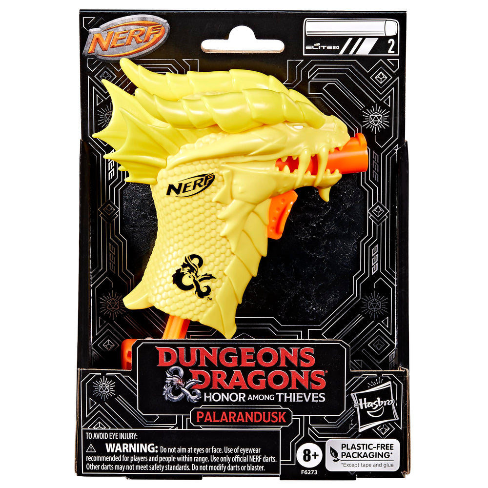 Nerf MicroShots Palarandusk Blaster loaded with two Nerf Elite darts ready for action