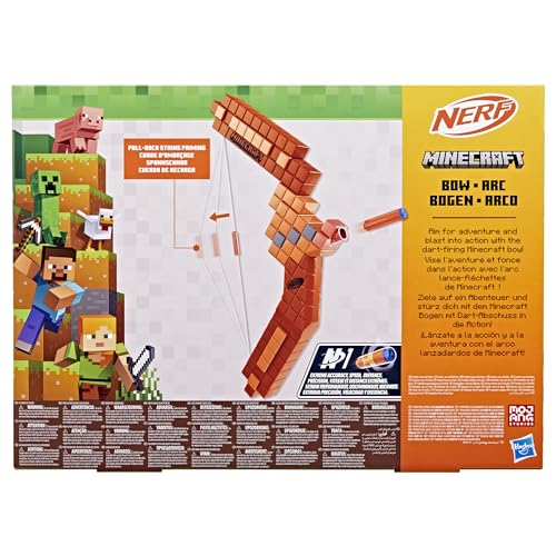 Nerf Minecraft Bow in action firing darts during garden play