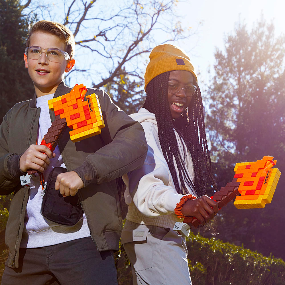 Nerf Minecraft Firebrand Axe includes six Nerf Elite darts for quick start