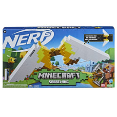Nerf Minecraft Sabrewing Bow prime-handle enables easy cocking for quick blasts.