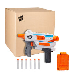 Nerf Modulus Mediator pump-action mechanism for controlled blasts