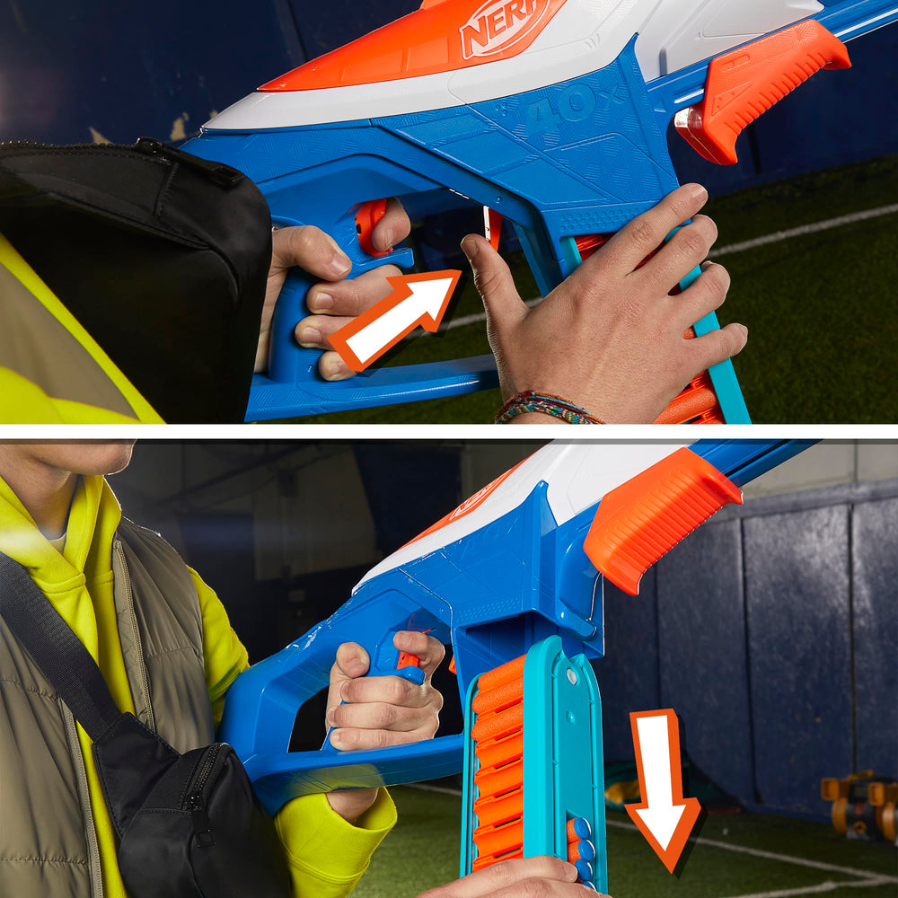 Nerf N Series Infinite Blaster belt loading during a skirmish