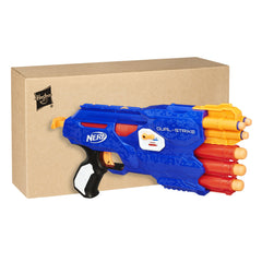 Nerf N-Strike Elite Dual-Strike blaster with darts loaded for quick skirmishes.