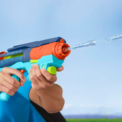 Nerf Power Drench trigger blasting during outdoor fun