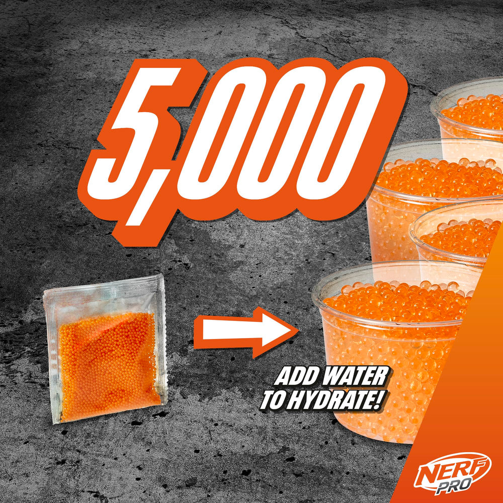 Nerf Pro Gelfire 5,000 dehydrated rounds ready to hydrate before use.