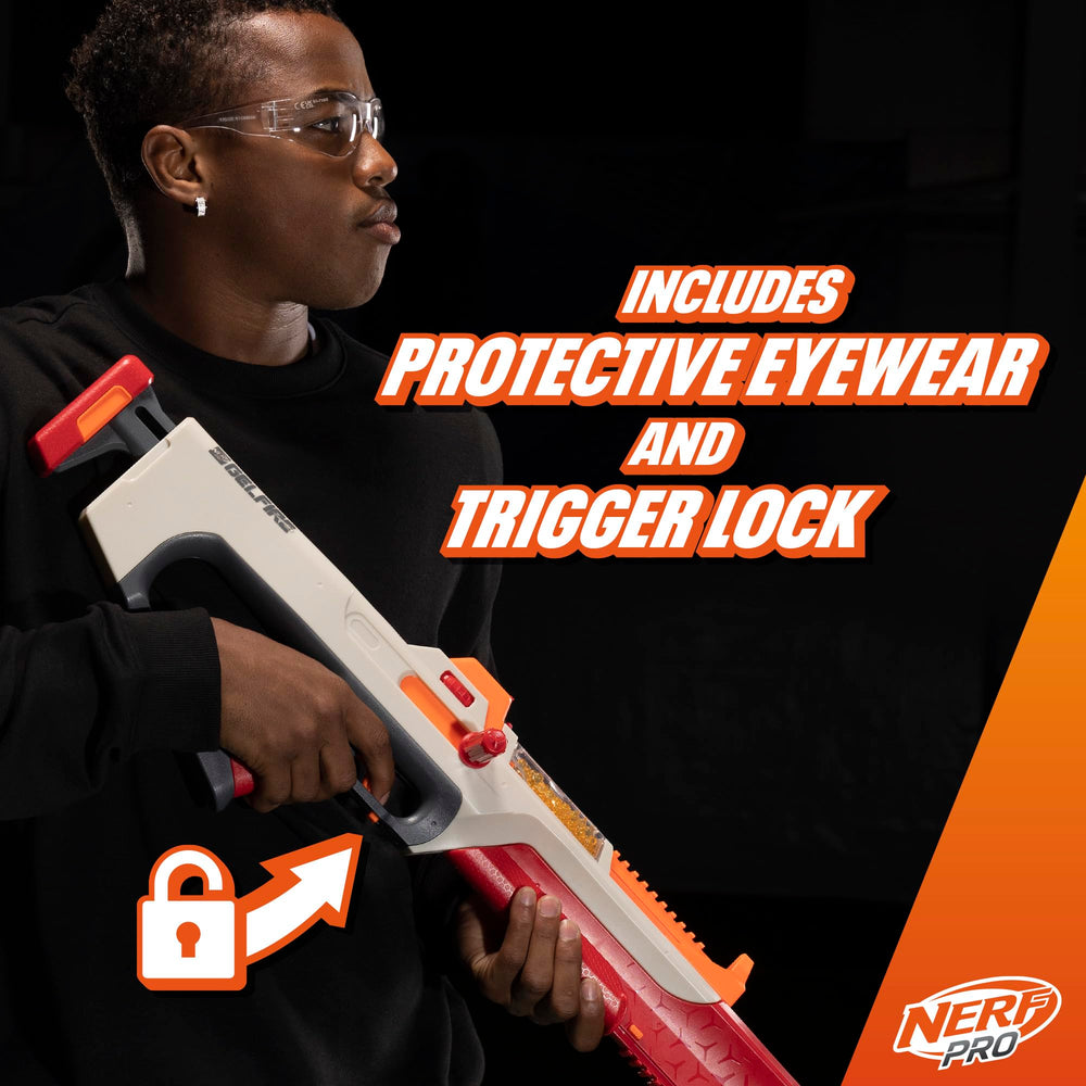 Nerf Pro Gelfire extendable buttstock provides improved stability during play.