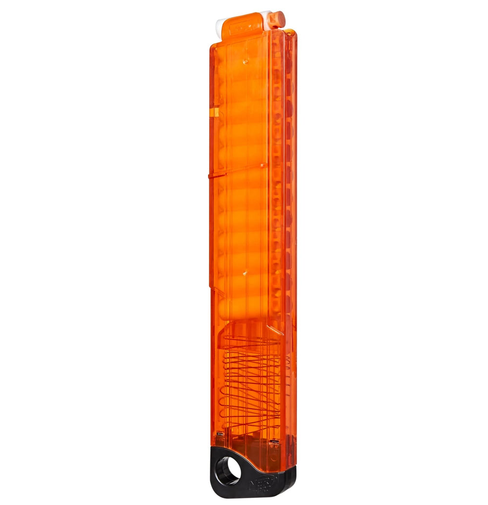 Nerf Pro Half-Length Magazine being loaded into a Nerf Pro blaster.