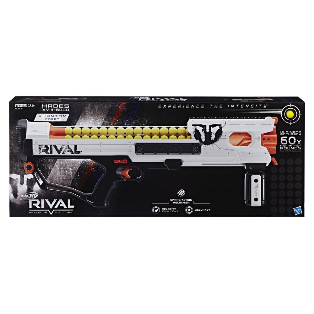 Nerf Rival Hades XVIII-6000 blaster side magazine reload spotlight