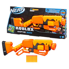 Nerf Roblox Adopt Me Bees blaster front view, compact for indoor and outdoor play