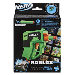 Nerf Roblox Boxy Buster dart in flight during a quick burst