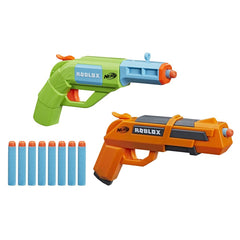 Close-up of Nerf Roblox Jailbreak Armory hammer-action priming.