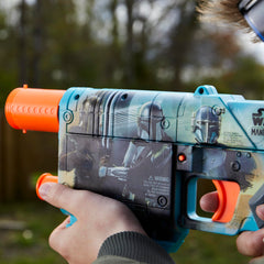Nerf Star Wars Mandalorian darts firing action during action-packed play