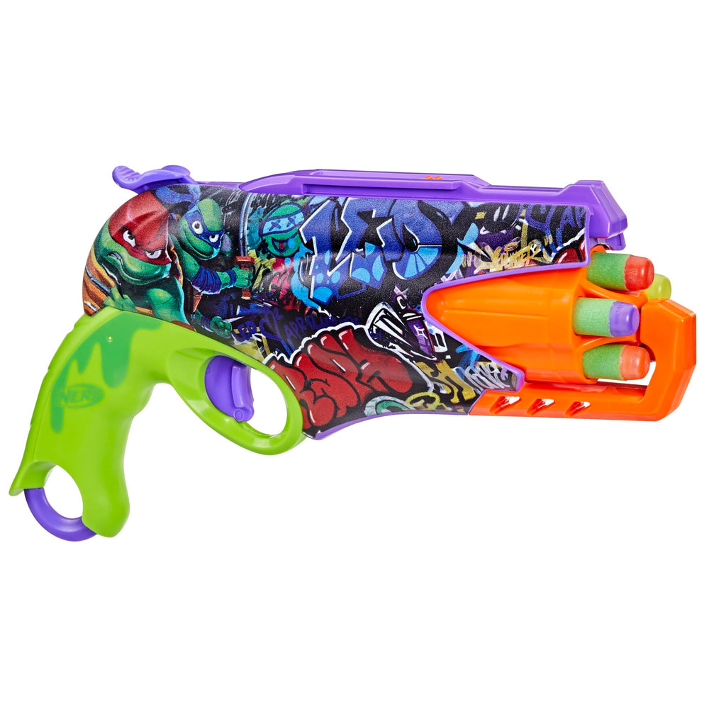 Nerf TMNT blaster side design showcasing vibrant graphics