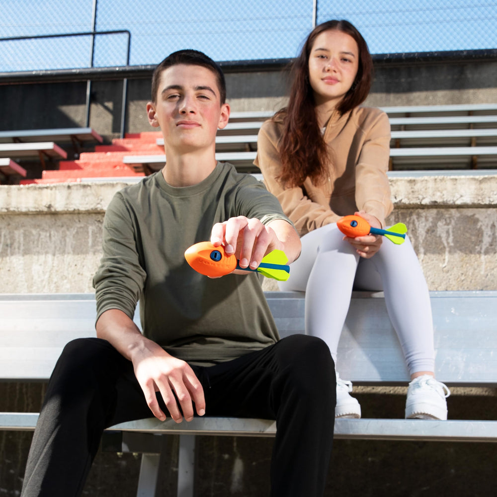 NERF Vortex Mini Aero Howler in air with audible whistle for tracking flight