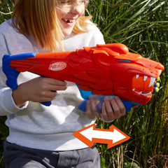 NERF Wild Lionfury easy-load front opening for quick reloading between rounds.