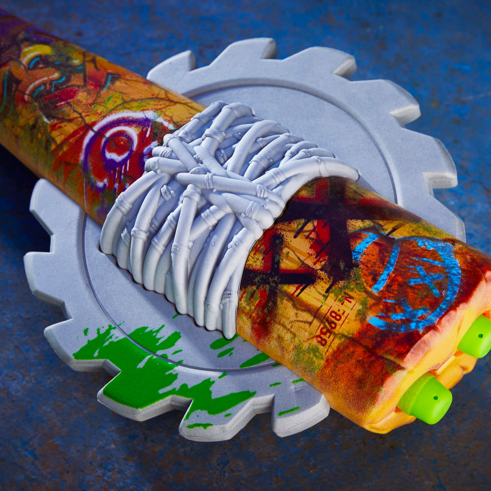 Nerf Zombie Strikeout graffiti designs on both sides create bold looks.