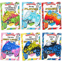NEUBSAW 24-pack valentines cards with game keychains, ideal for classroom exchanges.