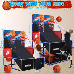 NEUBSAW arcade basketball set shows simple assembly and quick setup.