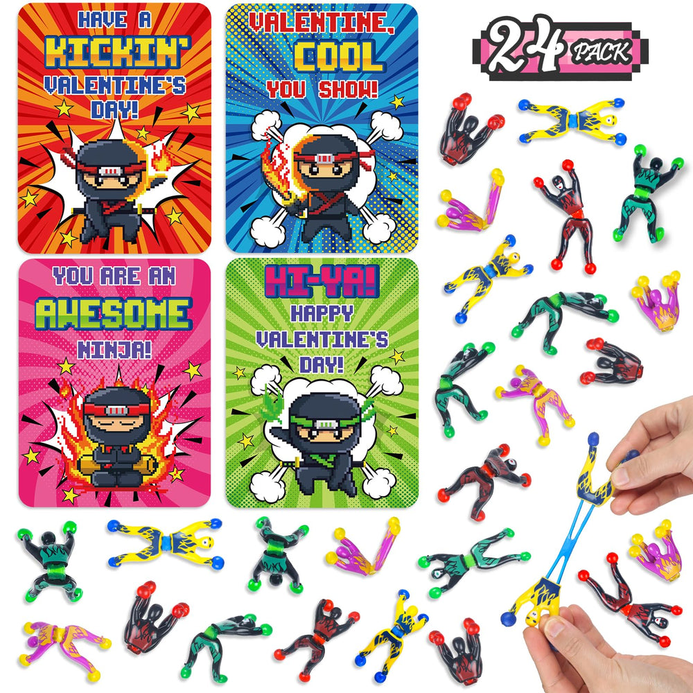 NEUBSAW valentines ninja cards with four designs for classroom exchanges.