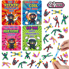 NEUBSAW valentines ninja cards with four designs for classroom exchanges.