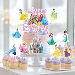 NEW BARLEY Princess cake topper blue design creates a magical dessert centerpiece.