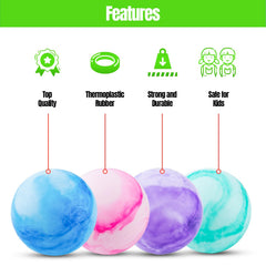 New Bounce durable marbleized balls withstand active use on multiple surfaces