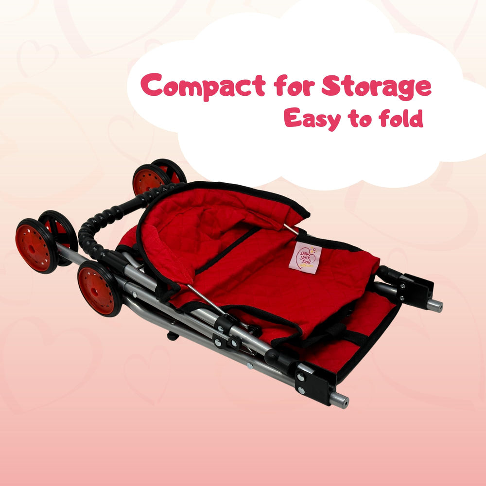 The New York Doll Collection adjustable handle for comfortable pushing.