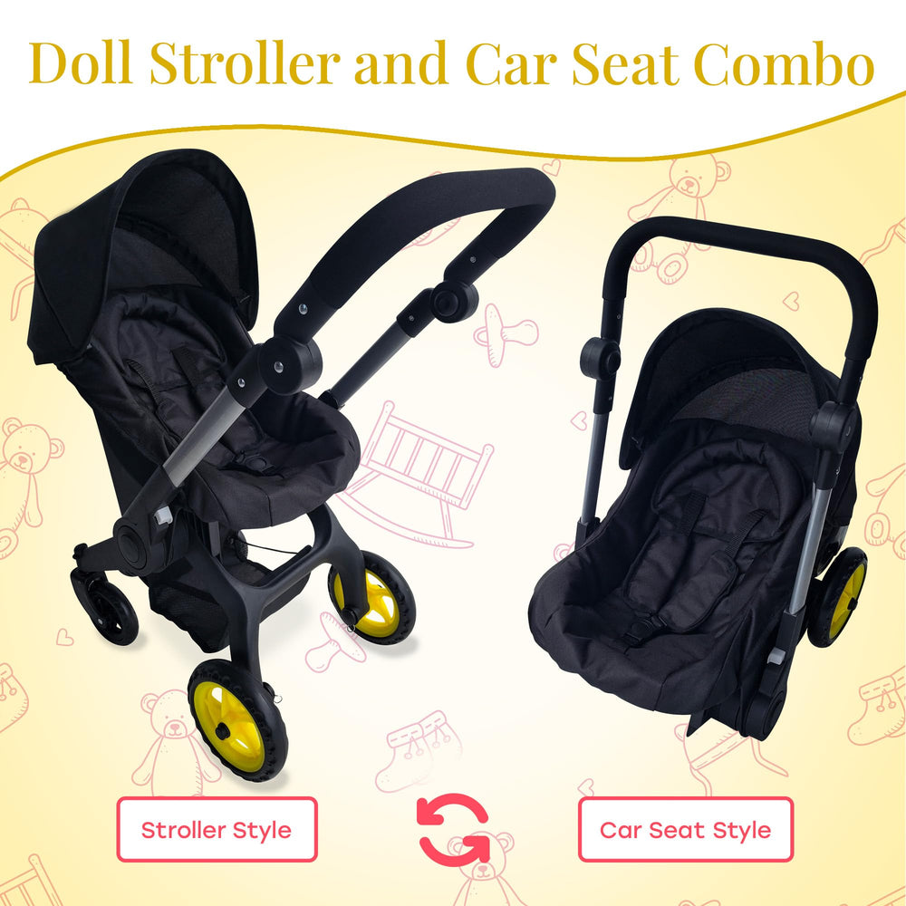 Convertible seat-stroller design for flexible doll play and quick switching