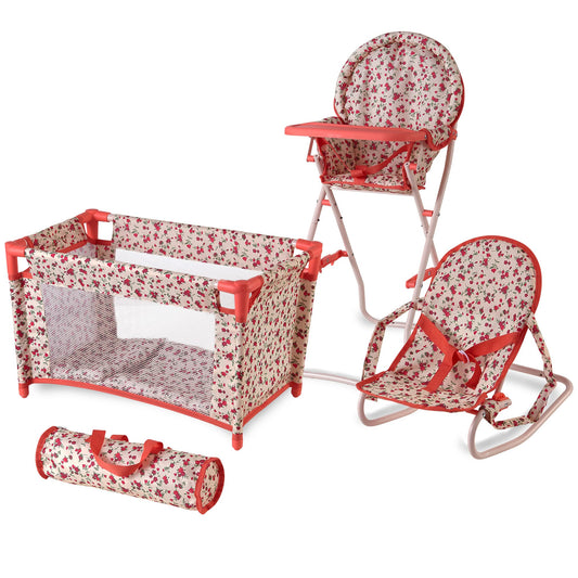 The New York Doll Collection floral baby doll crib, sturdy play space for 18-inch dolls.