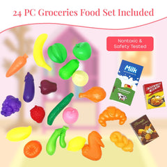 The New York Doll Collection 24-piece pretend food set supports imaginative play