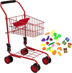 The New York Doll Collection shopping cart red front view shows sturdy metal construction