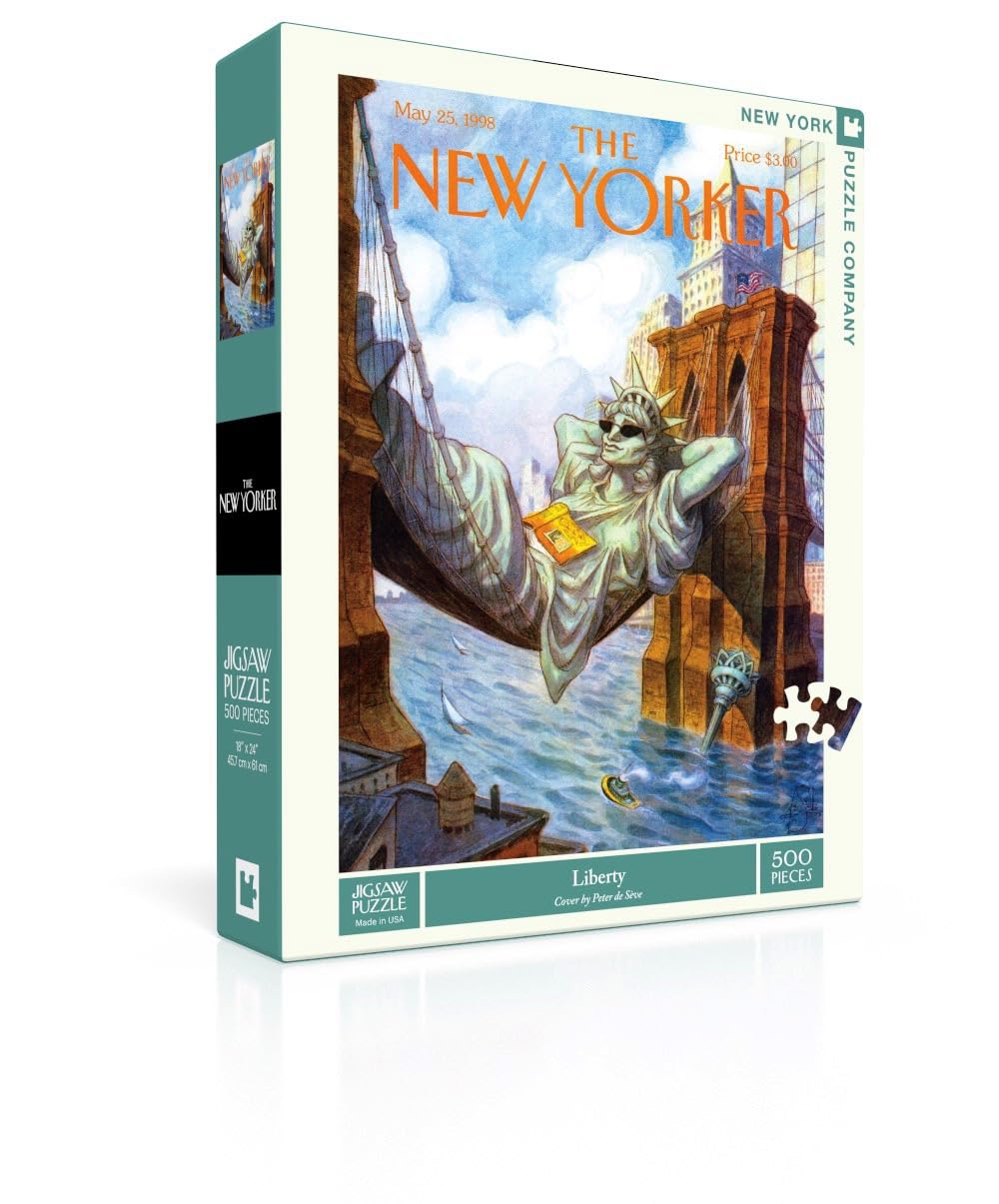 New York Puzzle Company New Yorker Liberty puzzle box ready for gift and display.