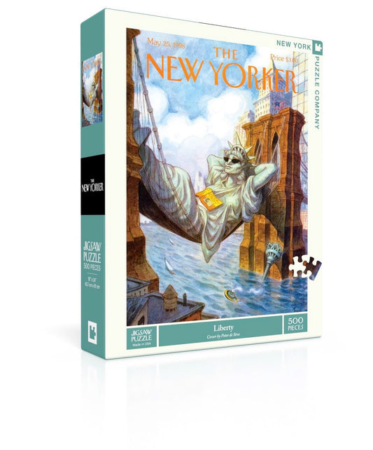 New York Puzzle Company New Yorker Liberty puzzle box ready for gift and display.