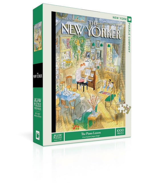 New York Puzzle Company New Yorker The Piano Lesson cover art enhances collectors' display-ready appeal