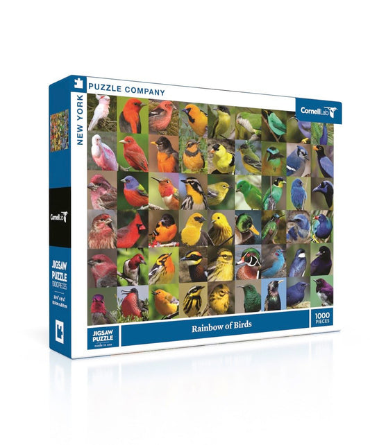 New York Puzzle Company Cornell Lab Rainbow of Birds 1000-piece puzzle for adults.