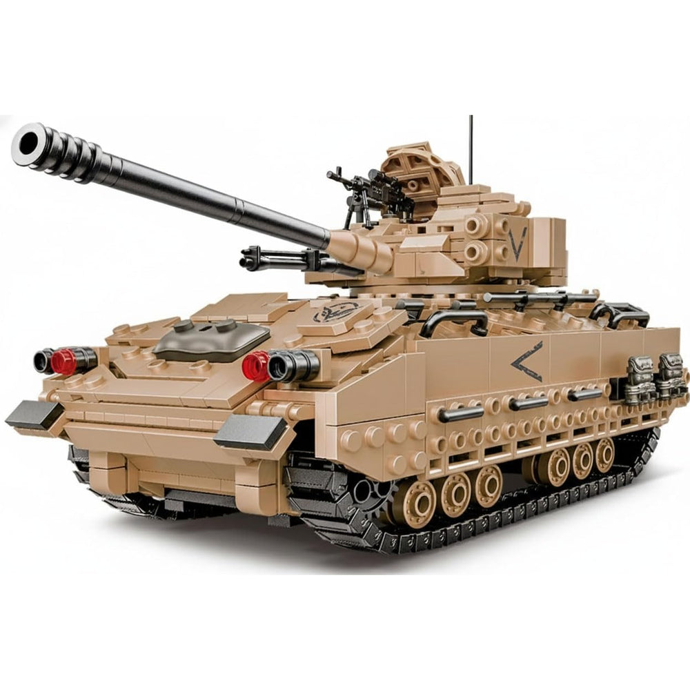 NEWABWN M2 Bradley tank toy front view shows detailed armor for display and play
