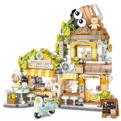 NEWABWN Street View Coffee Shop mini build showcases a detailed storefront for home display.