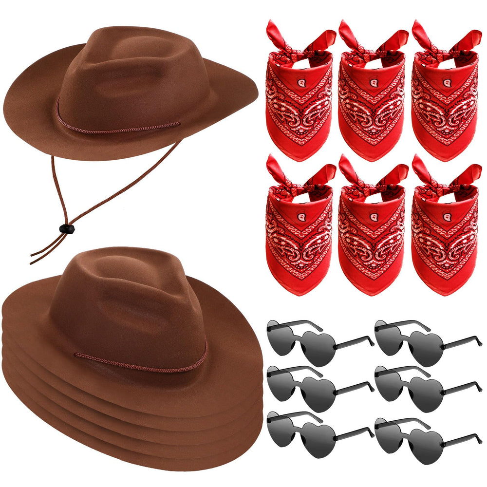 Newcotte brown cowboy hat set for themed parties and cosplay.