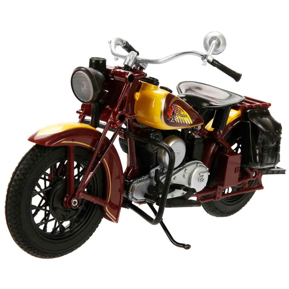 NewRay Indian Sport Scout 1934 brown side view diecast model for display.
