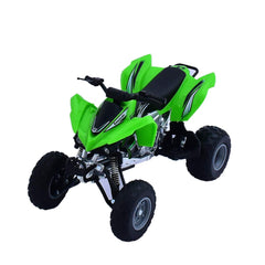 NewRay KFX450R 1:12 ATV front view shows authentic green color and licensed detail.