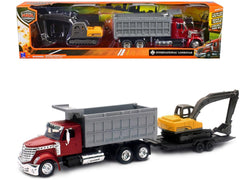New Ray Lonestar dump truck with excavator - durable die-cast model for imaginative construction play.