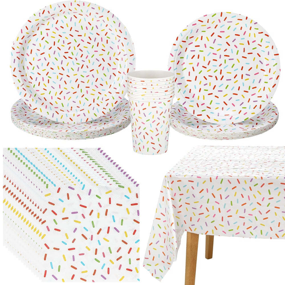 Newtay confetti tablecloth adds waterproof protection and festive flair to any party table.