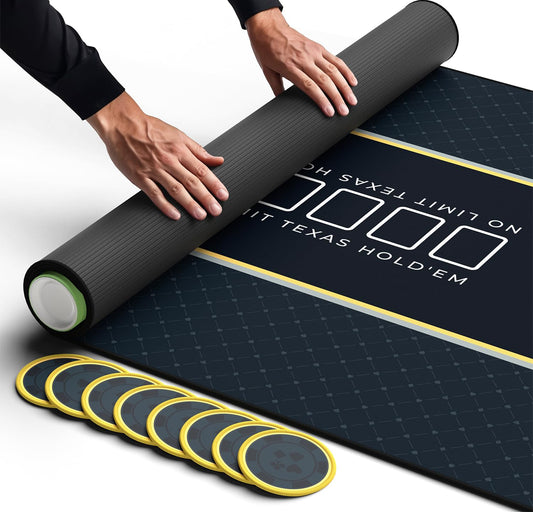 Newverest poker table top 70x35 inches laid out for a full 10-player game