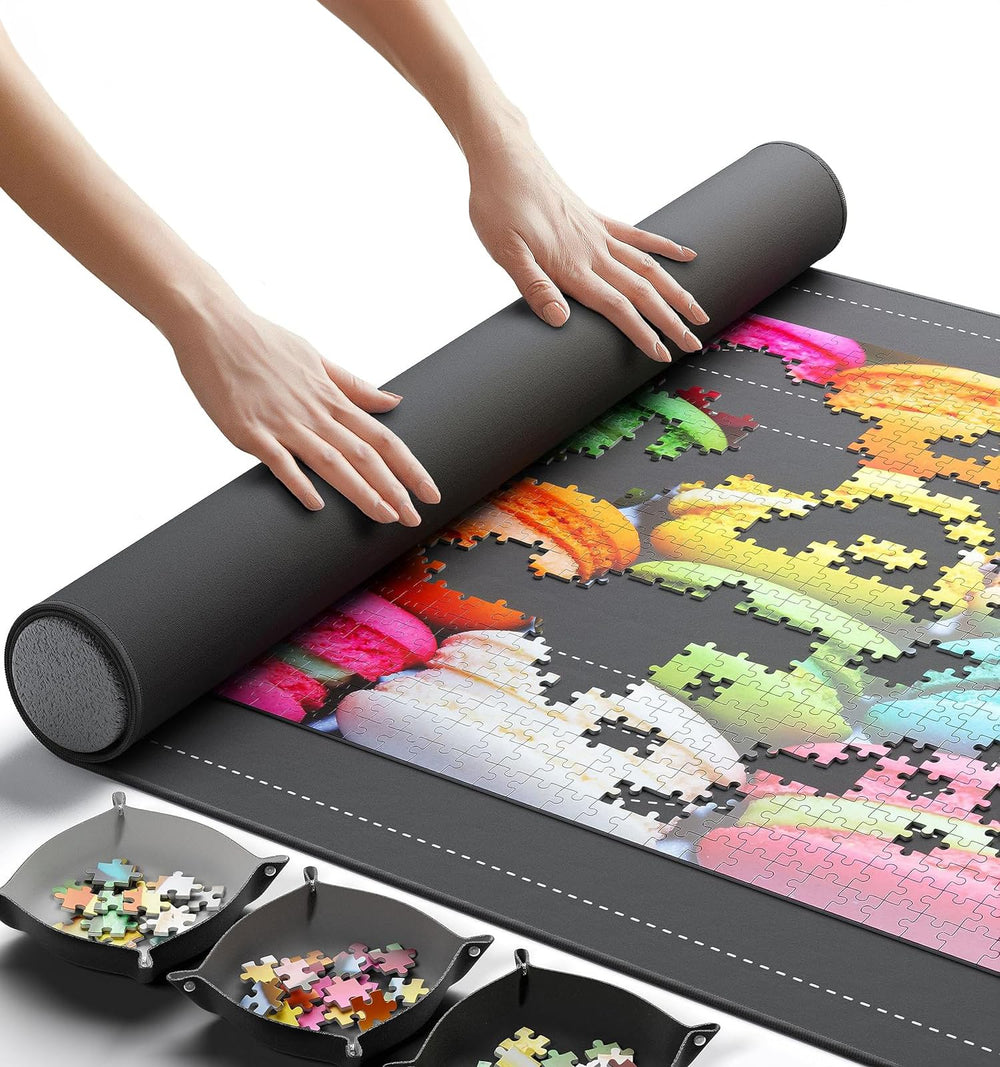 Newverest puzzle mat rollup 46x26 inches with a smooth top for easy piece placement.
