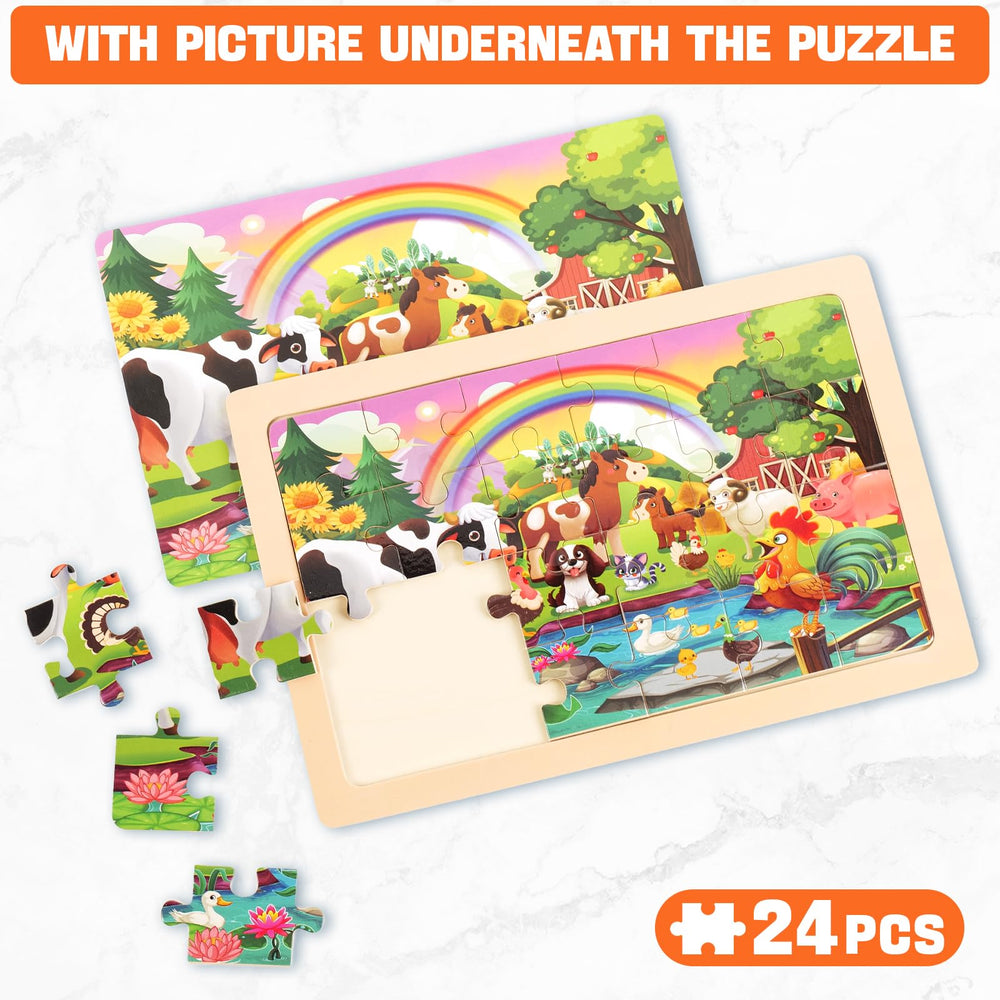 Nexority wooden puzzles with colorful pieces to enhance fine motor skills