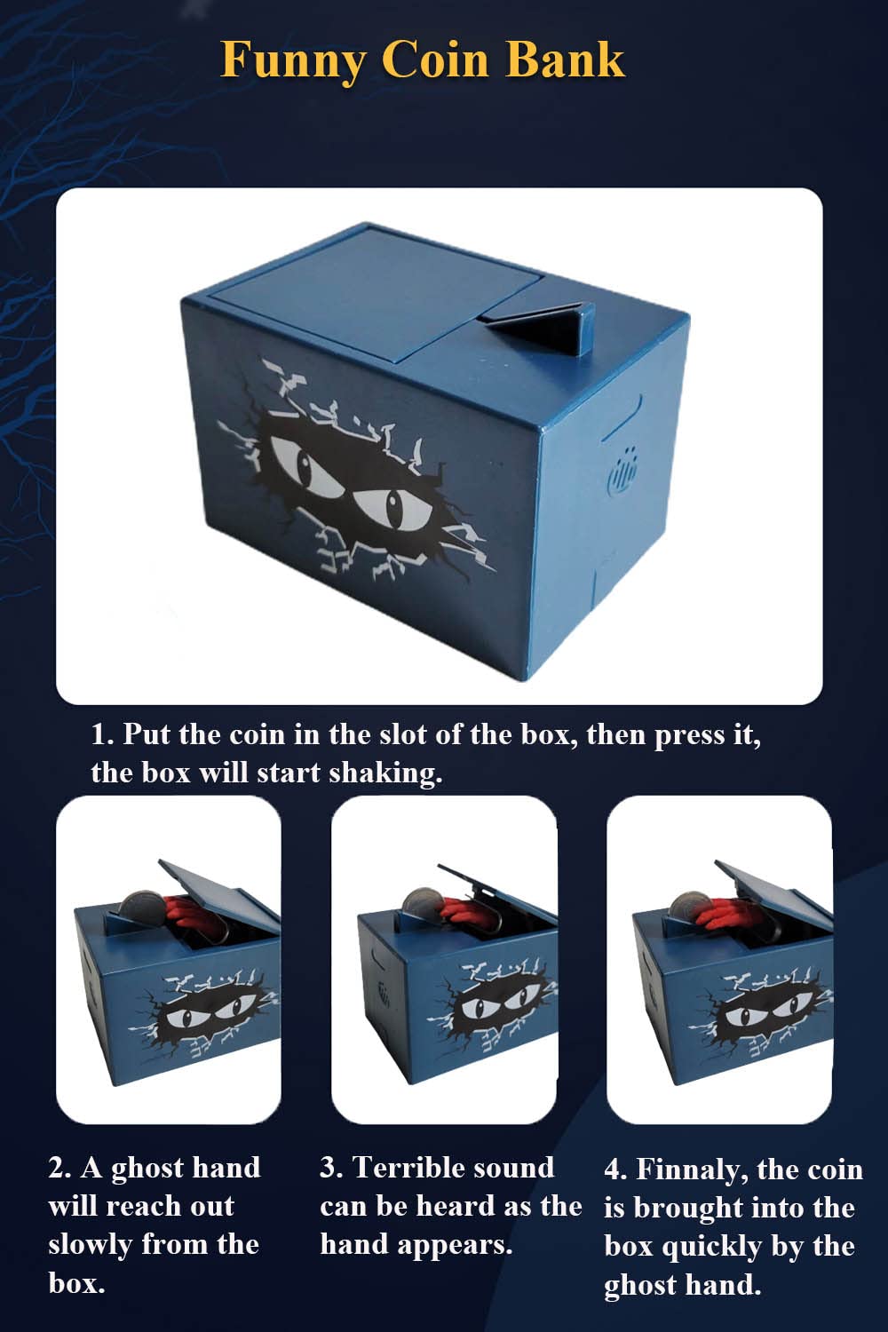 NEXTAKE Ghost Hand Piggy Bank side view showing compact desk-friendly design