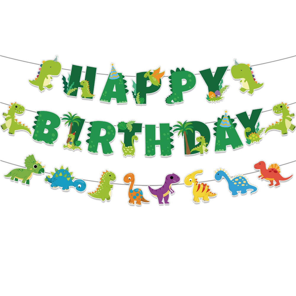 Neyeidru Dinosaur Happy Birthday Banner creates a fun photo backdrop for dino parties.