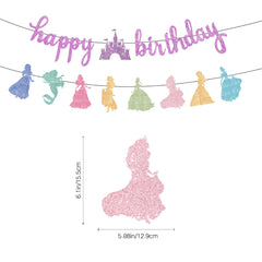 Neyeidru princess banner wall backdrop perfect for girl birthdays.