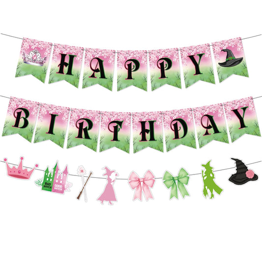 Neyeidru Wicked Happy Birthday banner prestrung for instant party hanging
